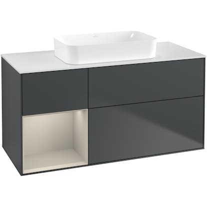 Tvättställsskåp Villeroy & Boch Finion med 3 Lådor Hylla och Bänkskiva för Fristående Tvättställ