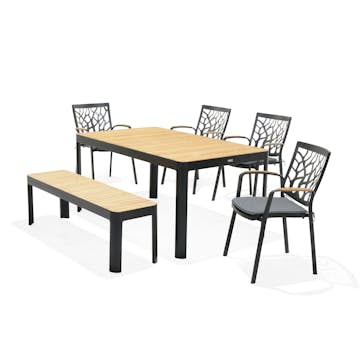 Matgrupp LifestyleGarden Portals 160 cm med 4 Tree Stolar och Bänk