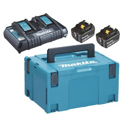 Batterikit Makita 2xBL1850B + DC18RD 18V 2x5Ah