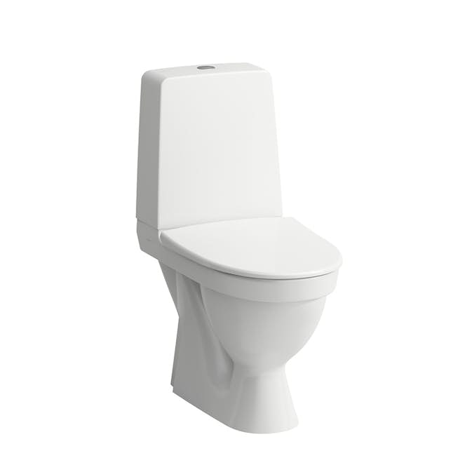 Toalettstol Laufen Kompas 825151 Rimless Förhöjd med Dolt S-lås för Limning inkl Mjuksits