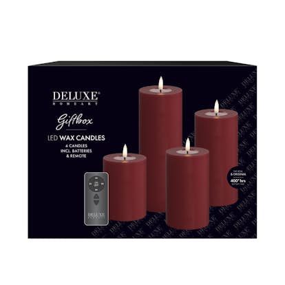 LED-Blockljus DeluxeHomeart 4-pack m. Fjärrkontroll