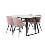 Matgrupp Venture Home Estelle 140 med 4 Valentina Stolar Sammet