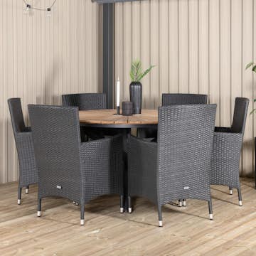 Matgrupp Utomhus Venture Home Meya Ø 140 med 6 Milwa Trädgårdsstolar