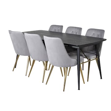 Matgrupp Venture Home Gold med 6 Velvet Deluxe Stolar