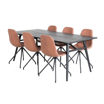 Matgrupp Venture Home Salt med 6 Pobbie Stolar Snurrfunktion