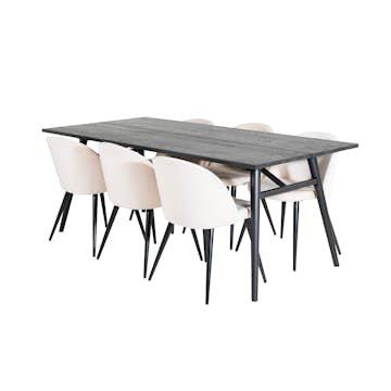 Matgrupp Venture Home Salt med 6 Valentina Stolar Sammet