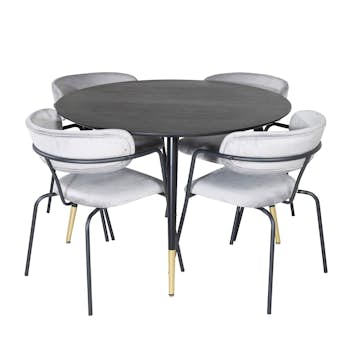 Matgrupp Venture Home Dipp Ø115 cm med 4 Arrow Stolar