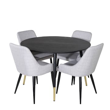 Matgrupp Venture Home Dipp Ø115 cm med 4 Plaza Stolar