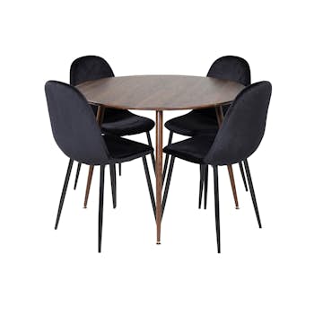 Matgrupp Venture Home Plake med 4 Pobbie Stolar Sammet Runt