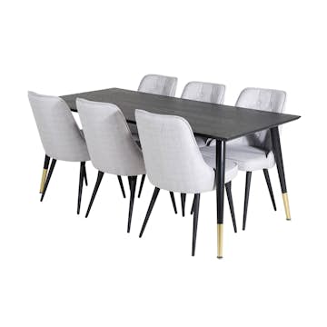 Matgrupp Venture Home Dipp med 6 Velvet Deluxe Stolar