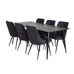 Matgrupp Venture Home Dipp med 6 Velvet Deluxe Stolar