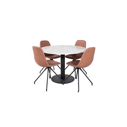 Matgrupp Venture Home Estelle med 4 Pobbie Stolar Konstläder