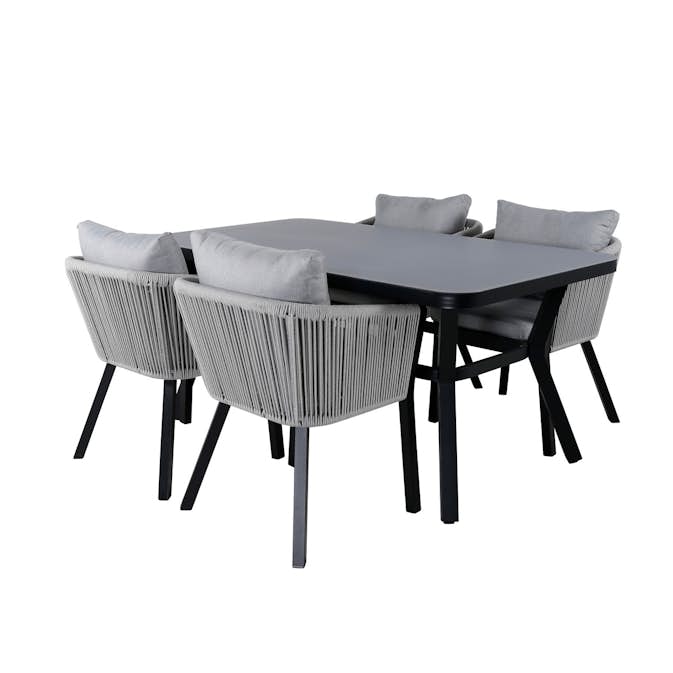 Matgrupp Venture Home Vyn Svart med 4 Vyn Matstolar