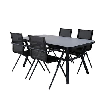 Matgrupp Venture Home Vyn Svart med 4 Anve Matstolar