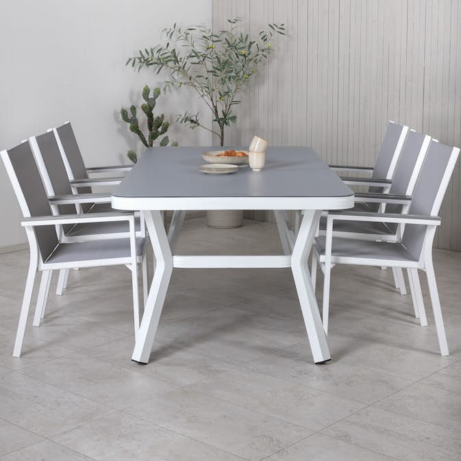 Matgrupp Utomhus Venture Home Virya 160x90 med 6 Parma Trädgårdsstolar