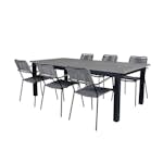 Matgrupp Utomhus Venture Home Aleyna 224 med 6 Leon Trädgårdsstolar