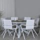 Matgrupp Venture Design Pincy Rund Vit med 6 Aspen Matstolar