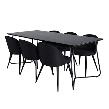 Matgrupp Venture Home Annika Svart med 6 Valentina Stolar