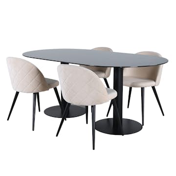 Matgrupp Venture Home Oslo med 4 Valentina Stitcthes Stolar Sammet