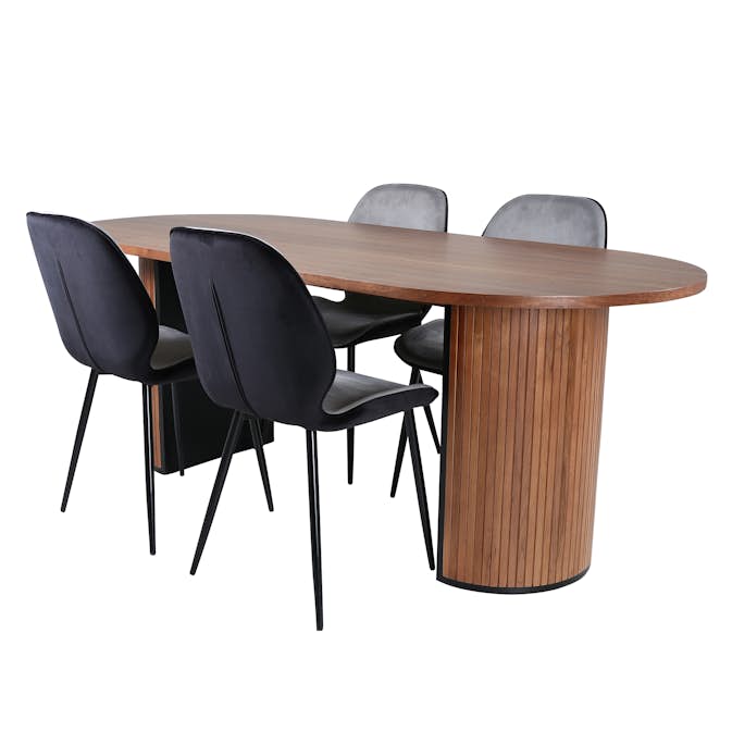 Matgrupp Venture Home Bianca Valnöt med 4 Elisa Stolar