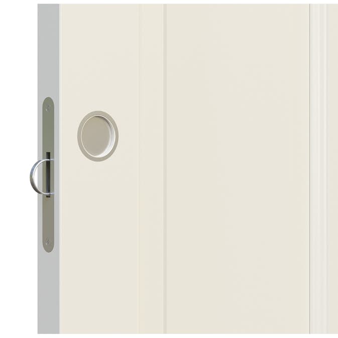 Skjutdörrsanpassning Leksandsdörren inkl. spår, dragring & skålar (ett hål)