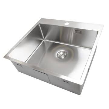 Enkelvask Strand Stainless SOLID med clips och blandarplats