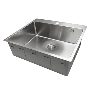 Enkelvask Strand Stainless SOLID med clips och blandarplats