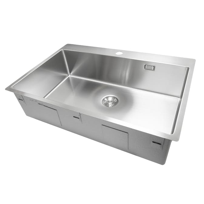 Enkelvask Strand Stainless SOLID med clips och blandarplats