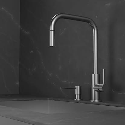 Köksblandare Scandtap Steel Accent Square med Utdragbar Pip