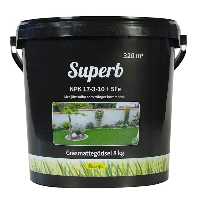 Gräsgödsel Skånefrö Superb med Järnsulfat, Gräsmattegödsel 8 kg
