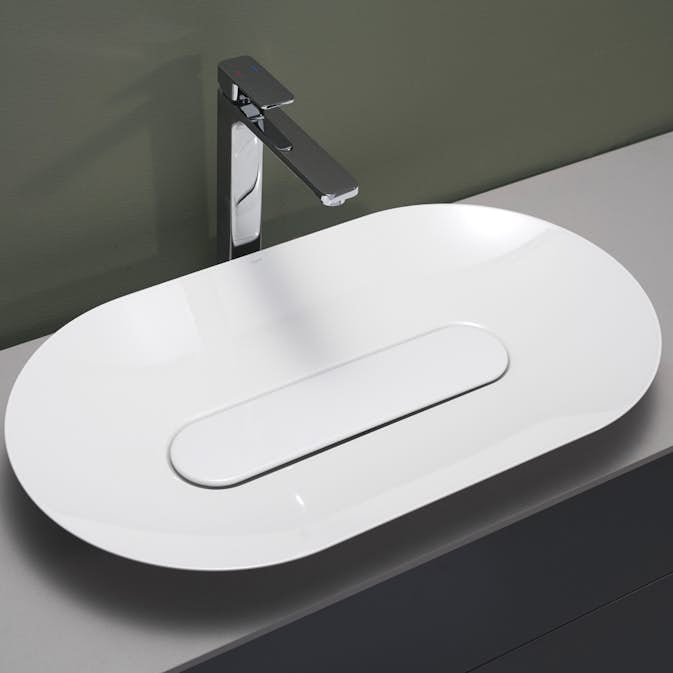 Tvättställ Hafa Edge Oval Glaserat Stål