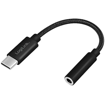 USB-C 3,5mm-ljudadapter LogiLink Med DAC 13cm Nylonkabel