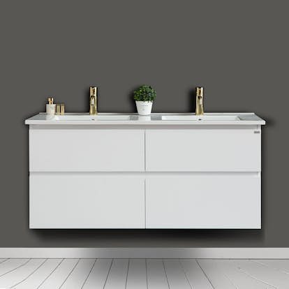 Tvättställsskåp 4AQUA Slim H Med 4 Lådor & Grepplist