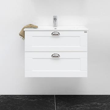 Tvättställsskåp 4AQUA Slim H Med 2 Lådor & Ramlucka