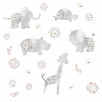 Väggdekor RoomMates Gray Baby Animals