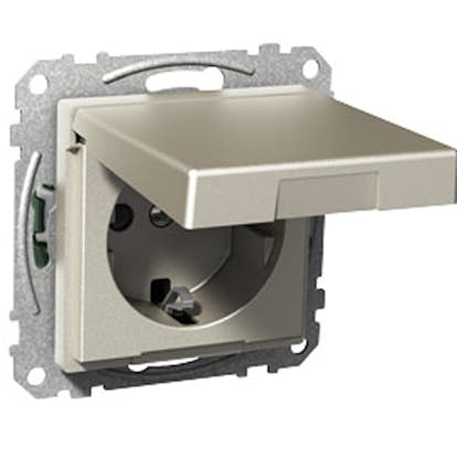 Vägguttag Schneider Electric Exxact 1-Vägs Jordad med Lock Metallic