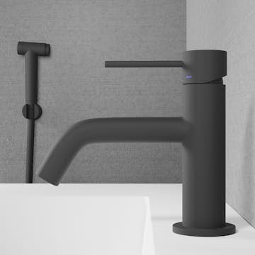 Tvättställsblandare Scandtap Steel Voyage med Sidodusch