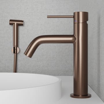 Tvättställsblandare Scandtap Steel Voyage Medium med Sidodusch