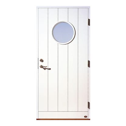 Ytterdörr Leksandsdörren Tunsta Runt Glas Eco74 RC2N