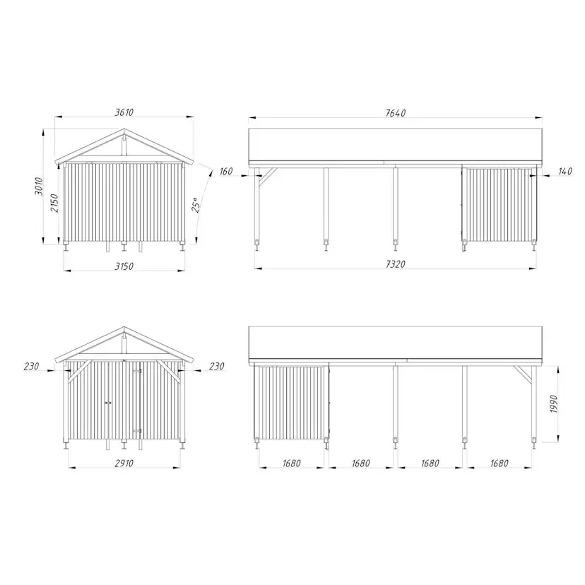 Carport Palmako Robert 23,1 m2 med Förråd