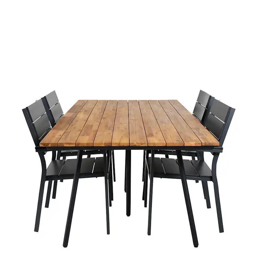 Matgrupp Venture Home Chane med 4 Lede Stapelbara Matstolar