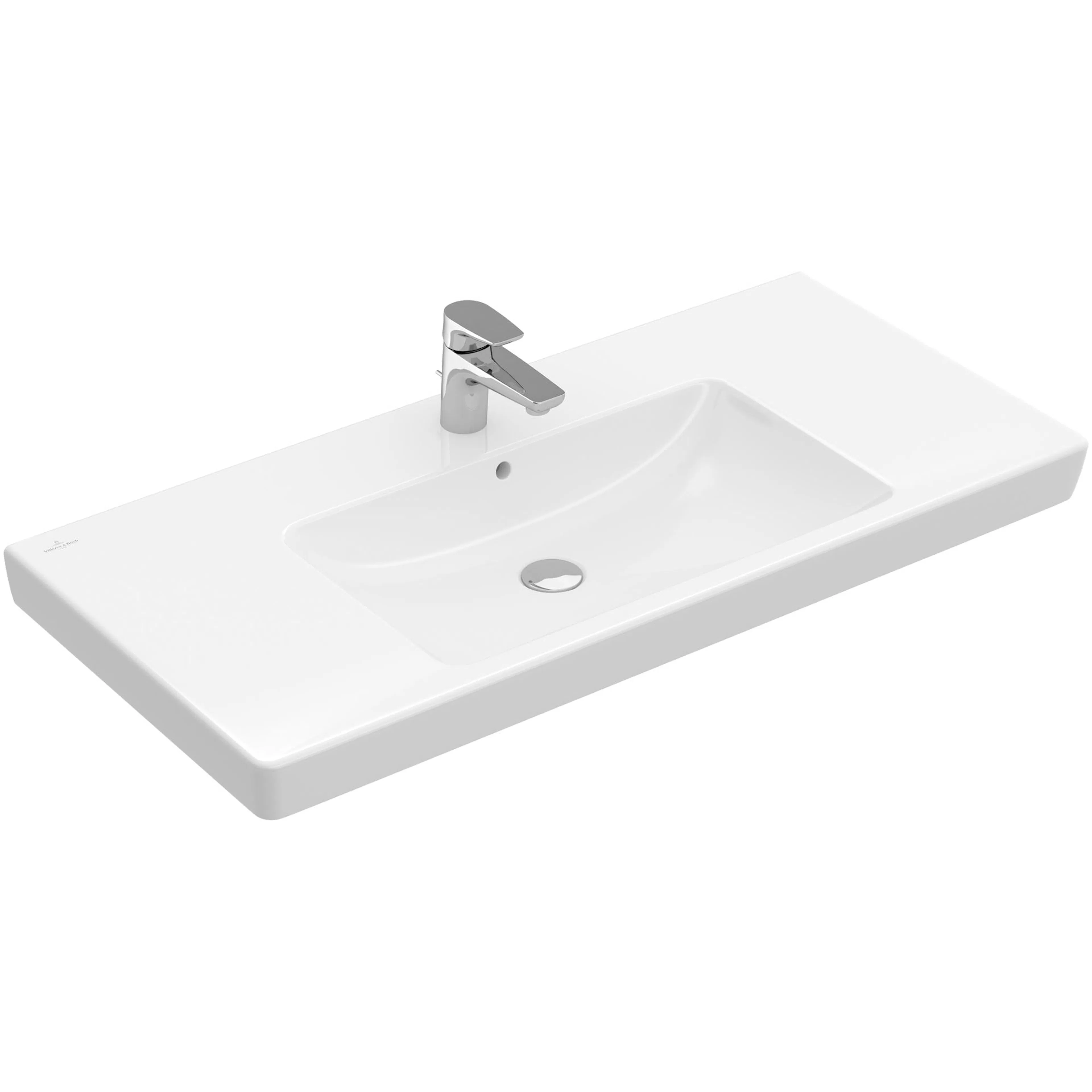 Tvättställ villeroy & Boch Subway 2.0 71751G01 Vit Alpin, Med Bräddavlopp, 1000 mm, Med Blandarhål, för Trehålsblandare, Undersida: Polerad