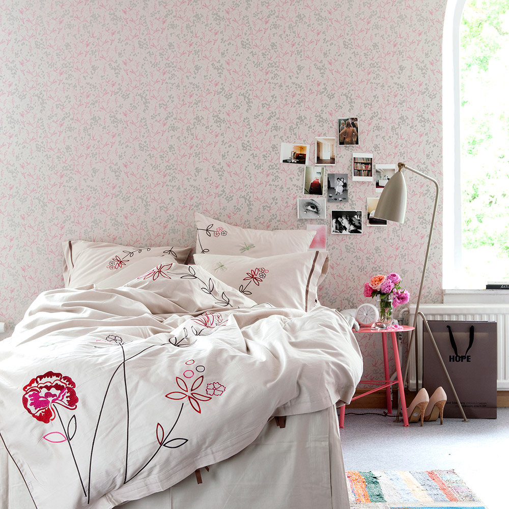Tapet Mimou Rainbirds Natural/Pink