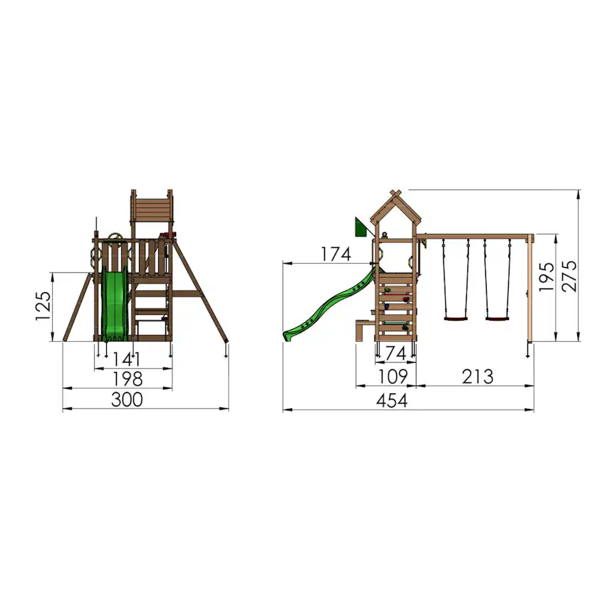 Lektorn Jungle Gym Teepee Gungmodul & Rutschkana