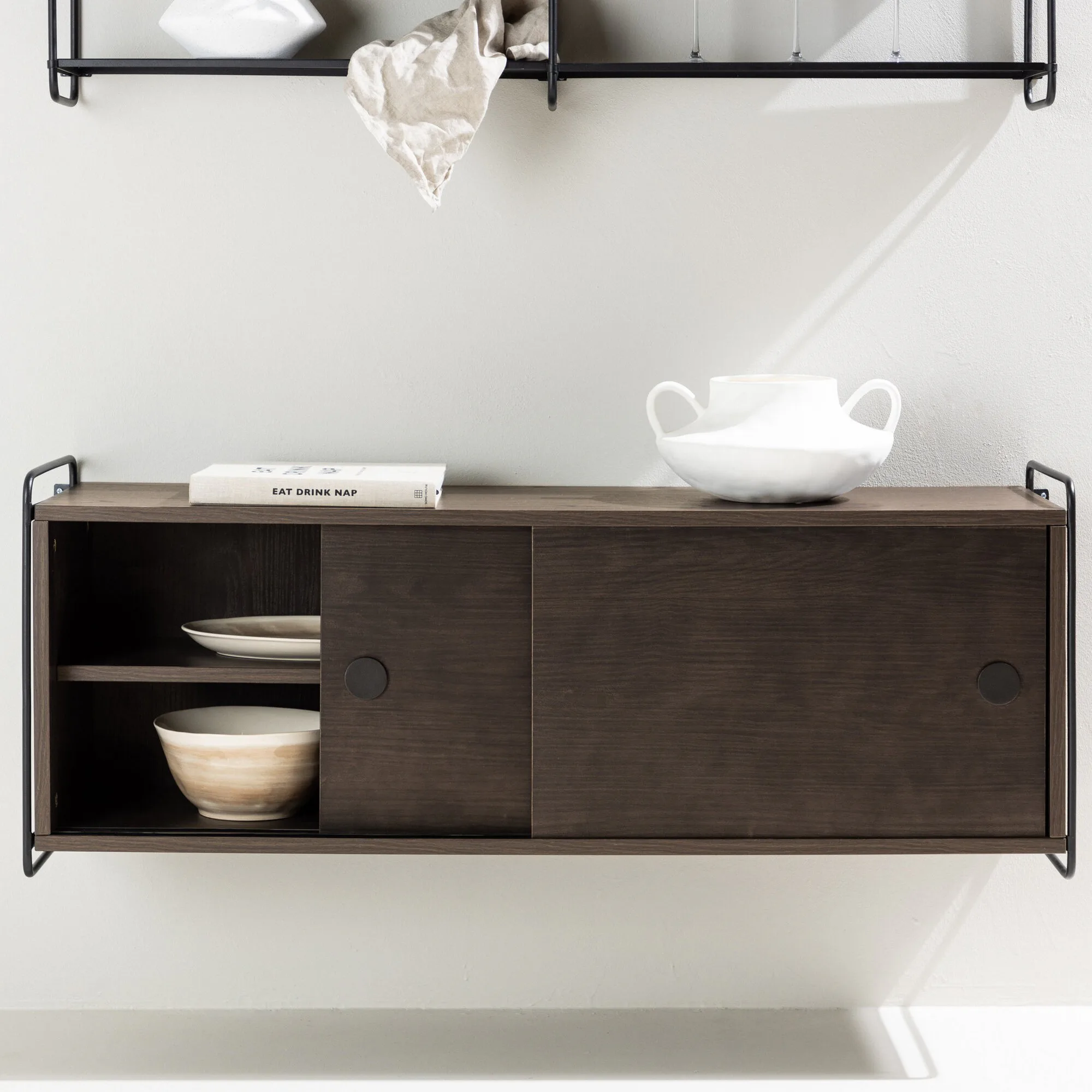 Paris Wall Cabinet 121x35x48cm - Mocca MDF Brun