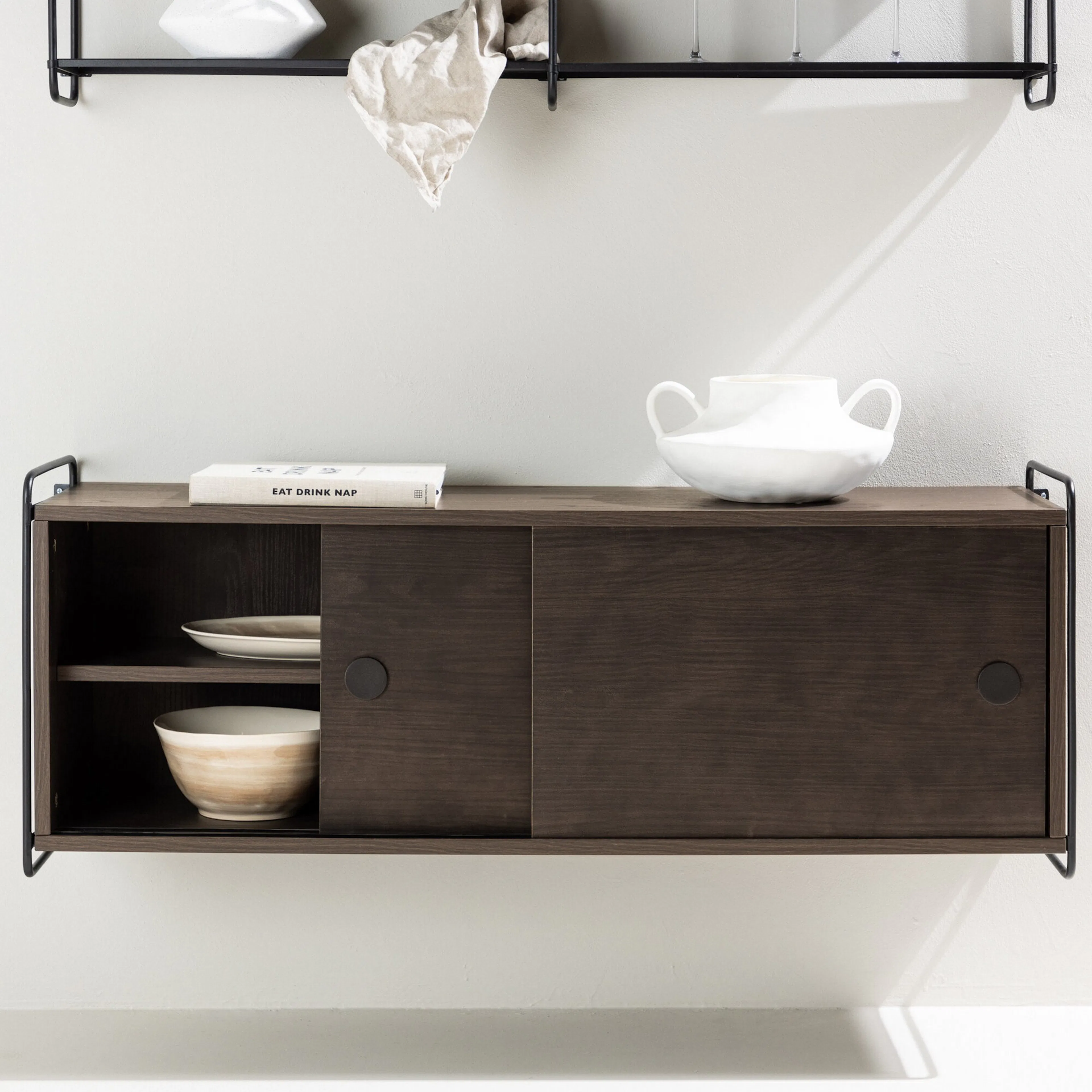 Paris  Wall Cabinet 121x35x48cm - Mocca MDF Brun