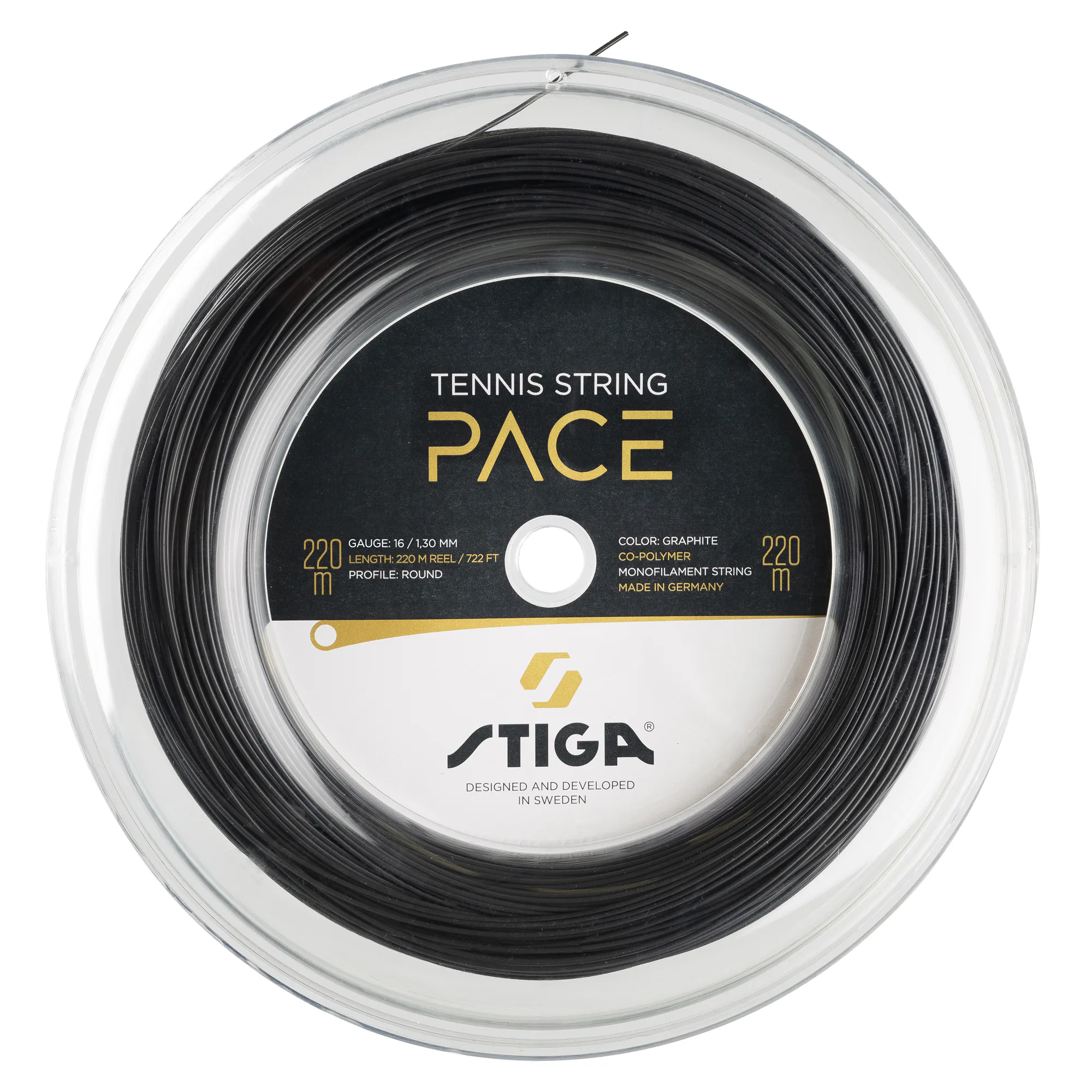 Tennissträng Stiga Sports Pace 220 M Reel Graphite 1,30mm