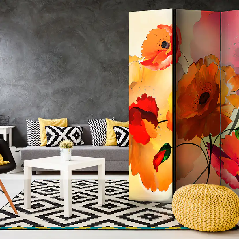 Rumsavdelare Skärmvägg Arkiio Velvet Poppies Motiv 1 135x172 cm