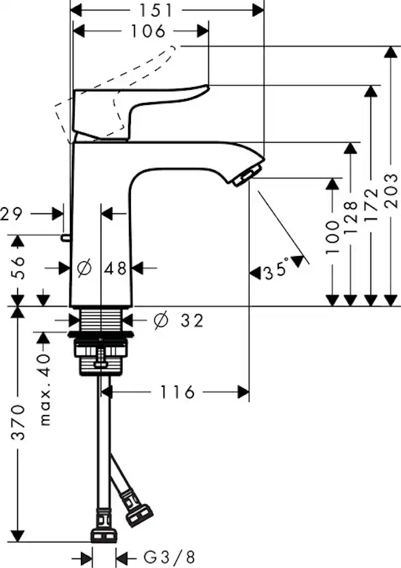 Tvättställsblandare Hansgrohe Metris 110