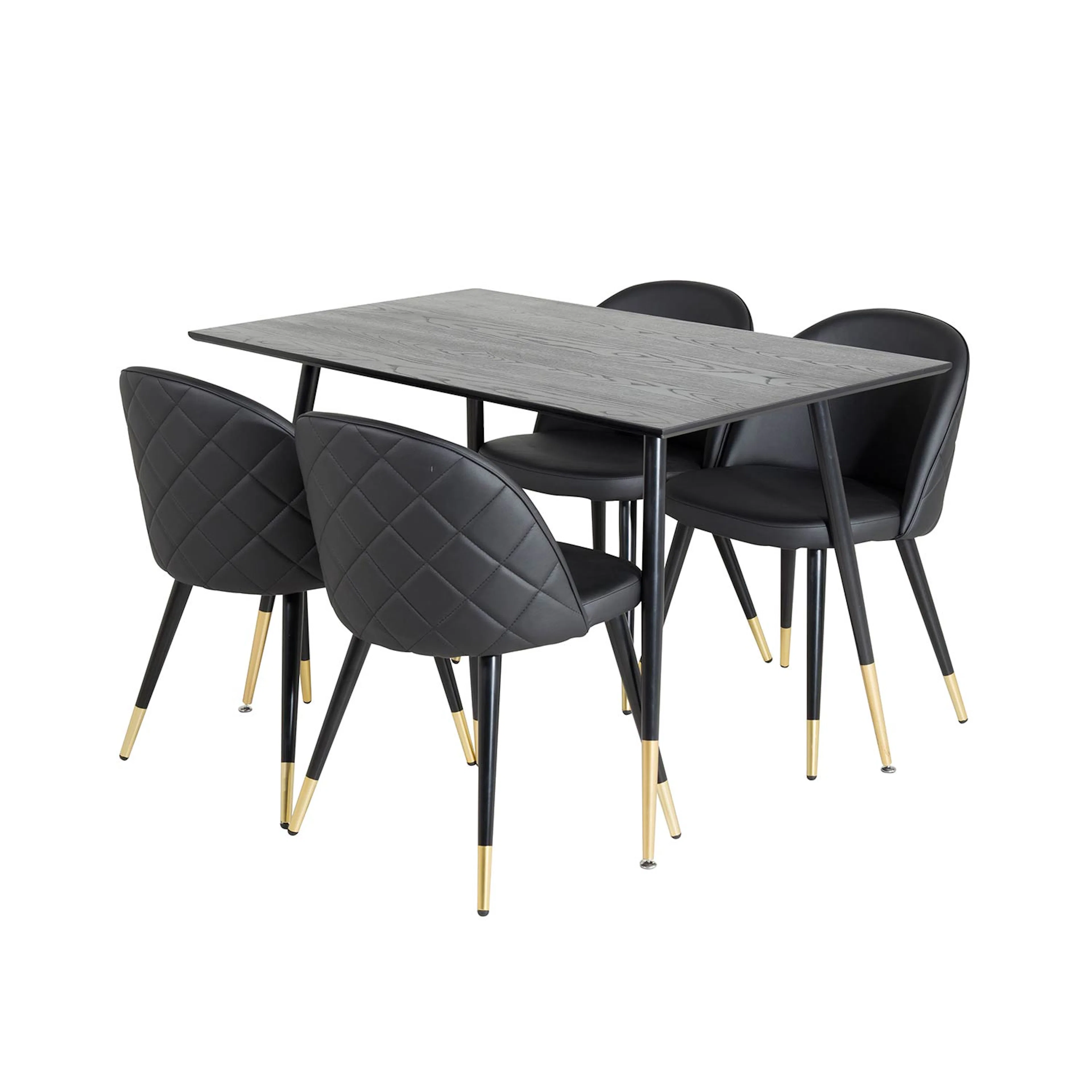 DippTable - Black Veneer-Velvet Chair w. Stiches- Black_4 Svart/, Konstläder